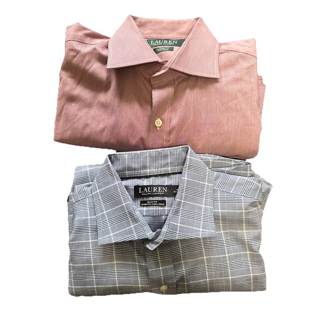 LOT OF 2 RALPH LAUREN MEN'S 15/16 BUTTON DOWN SHIRTS PREPPY OFFICE PROFESIONAL